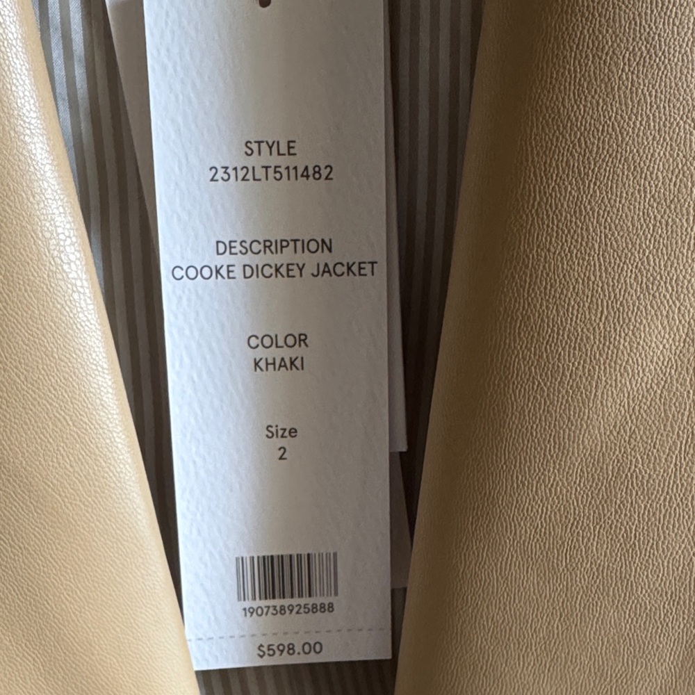 Veronica Beard Cropped Double-Breasted Camel Leat… - image 4